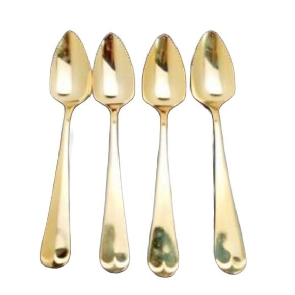 H I C Stainless Steel Gold Plated Sugar Spoons Set - Picture 1 of 4